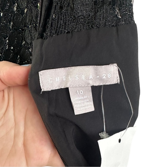 Chelsea 28 lace embroidered ruffle short sleeve little black dress - Picture 9 of 10